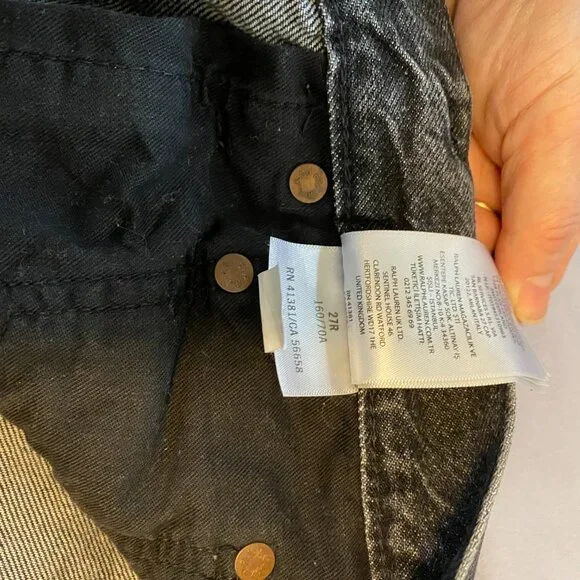 Polo By Ralph Lauren Avery Boyfriend Patchwork Jeans Size 27 in Worn Black